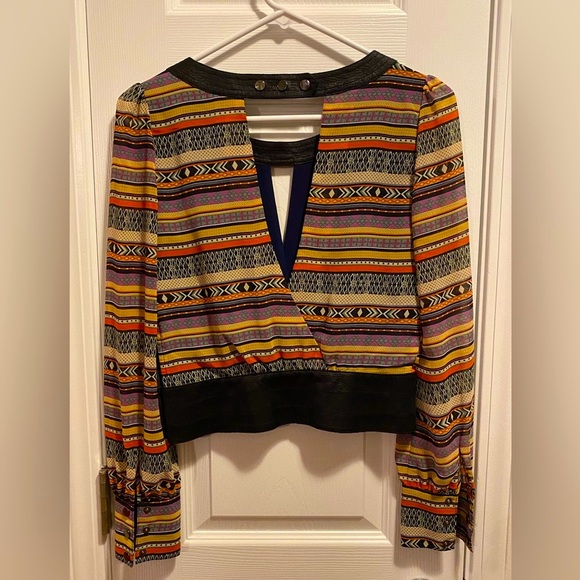 Double Zero Super Fun Top With Faux Leather Detailing - Picture 4 of 7